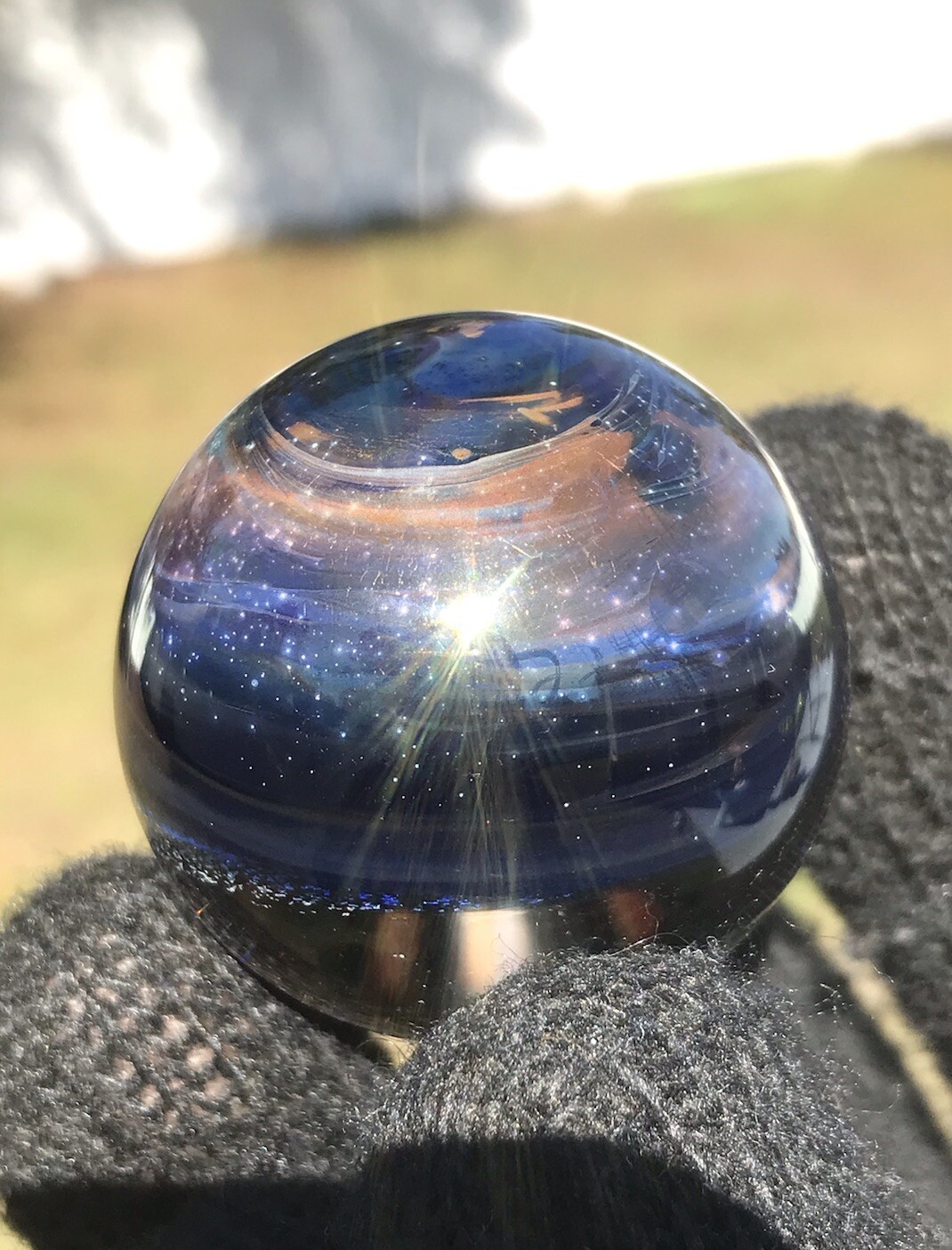 Glass Boro Marble Gold Dichro Space Theme 35mm Sculpture Art Multi Color 24k