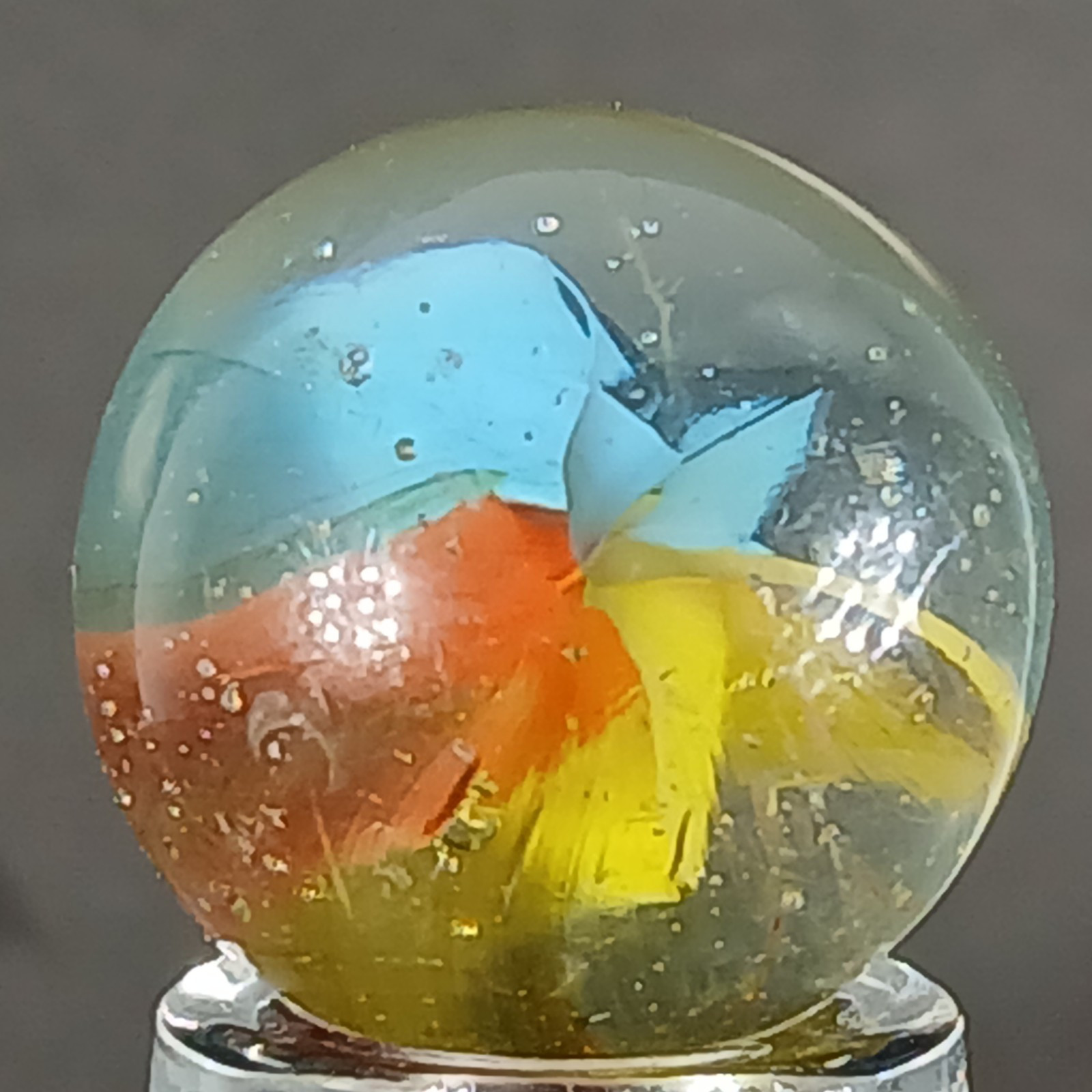 Vintage Tri-Color Hybrid Cat’s Eye Marble .59 Inches Near-Mint Condition
