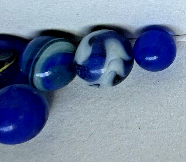 VTG Marbles Akro agate and flame swirl and other Lot 23 balls blues combo colors