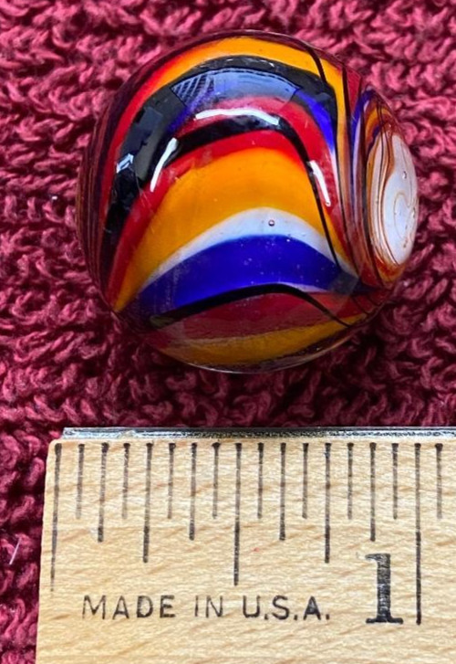 25mm Handmade art glass vibrant red blue design Marbles ball Large 1″ SHOOTER