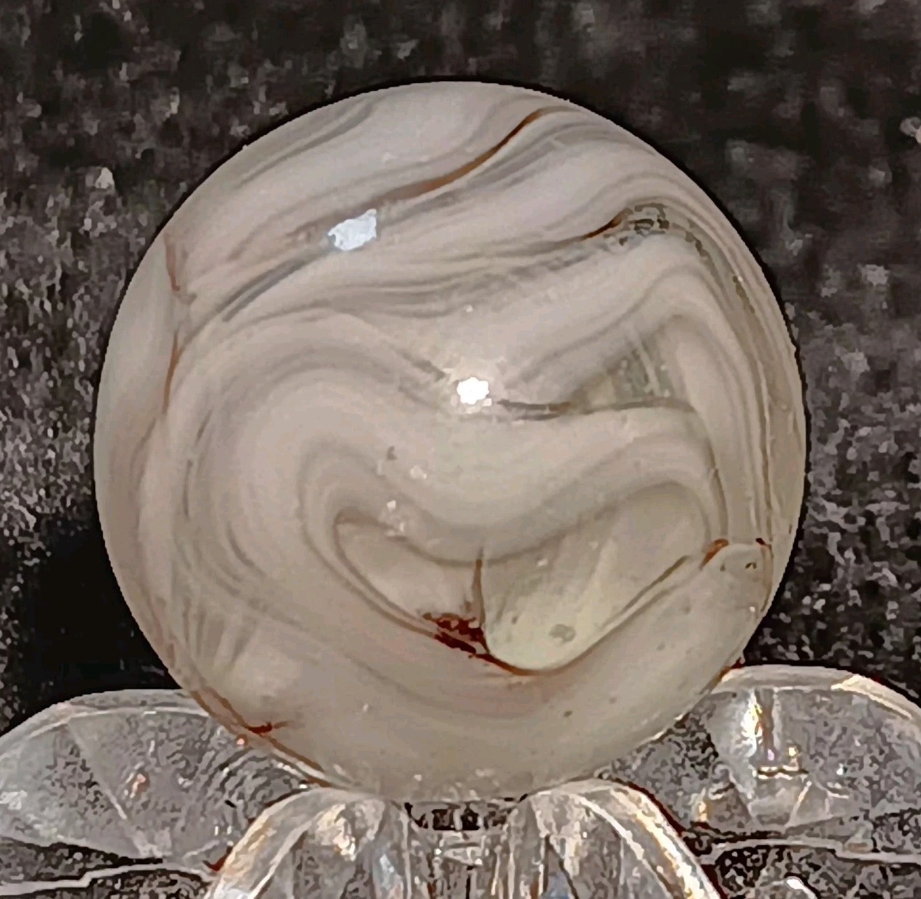 VIntage Alley Agate Clear Lady Marble. Flame Swirl. 5/8″ Mint- Condition.