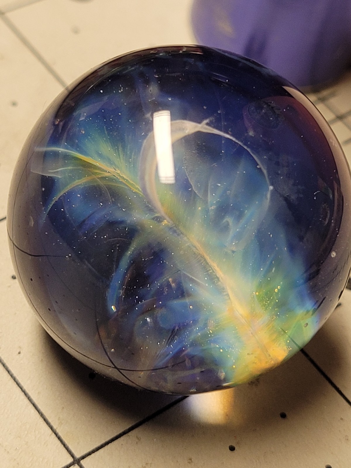 Contemporary Art Glass Marble 1.07″ Fumed Galaxy MIB Heady Borosilicate