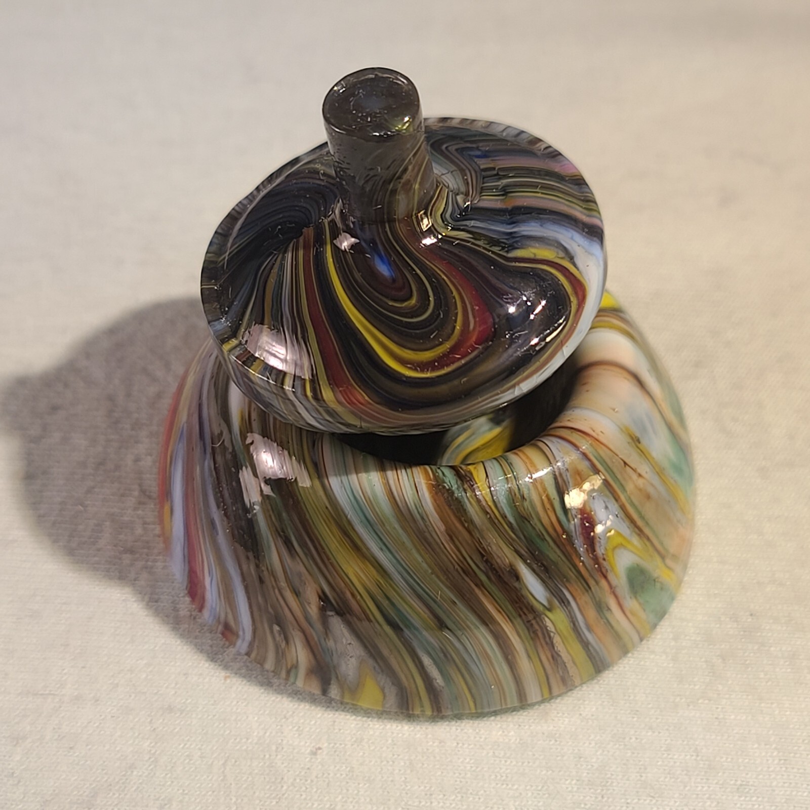 ANDY DAVIS, Glass Art Spinning Top & Base, Megans Run (?), #256O