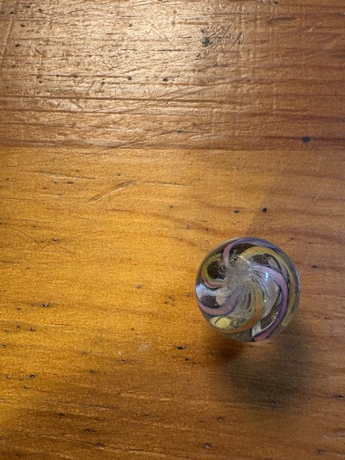Antique German Latticinio Pee Wee Marble Ribbon Core Swirl Handmade