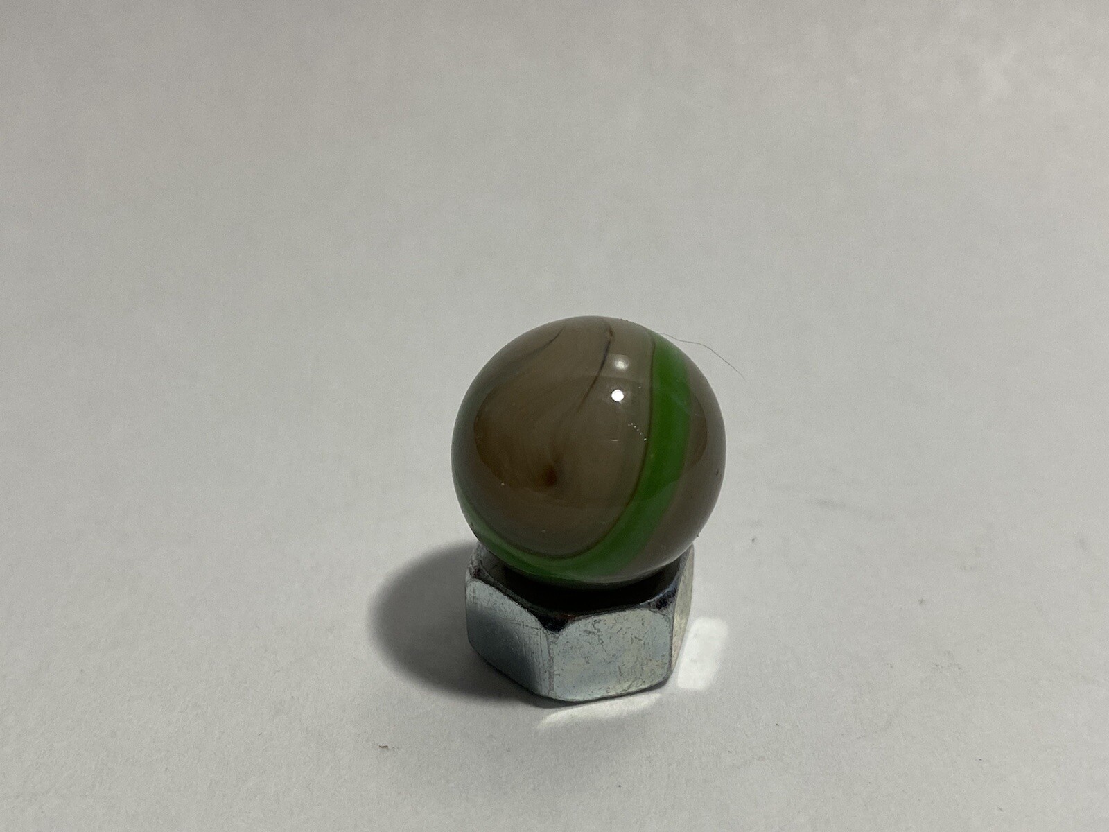 Vintage Agate Christensen Green & Brown Swirl 0.62″ Original Toy Glass Marble