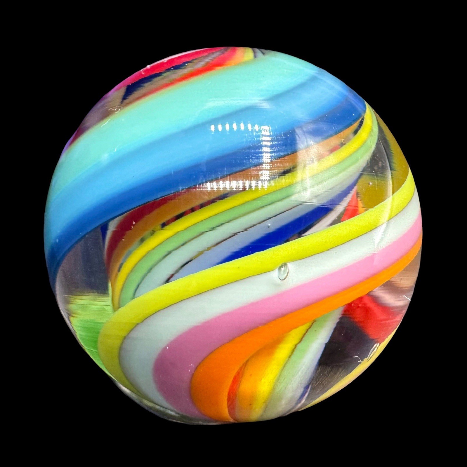 Jody Fine Art Glass Marble 1.09 Rainbow Core Swirl Unsigned