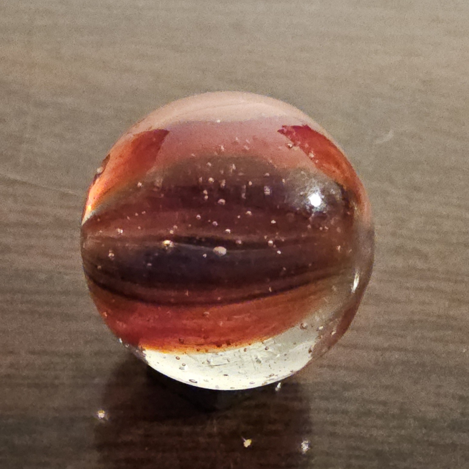 Vintage C. E. Bogard Rose Hybrid .625 Cats Eye in Clear Uranium Glass Marble