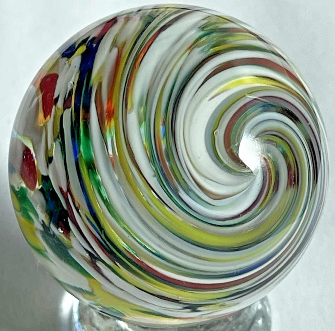 VTG 1993 JIM DAVIS MARBLE SIGNED HANDMADE GLASS ART 1.95″ SPIRAL TWIST FADE AWAY