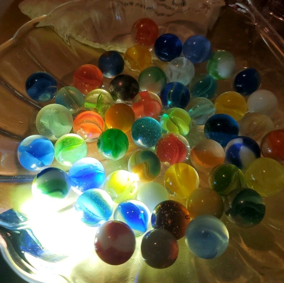 VTG Akro Vitro Style Marble Lot 50pc Catseye Shooter Steelie Mayflower Bag