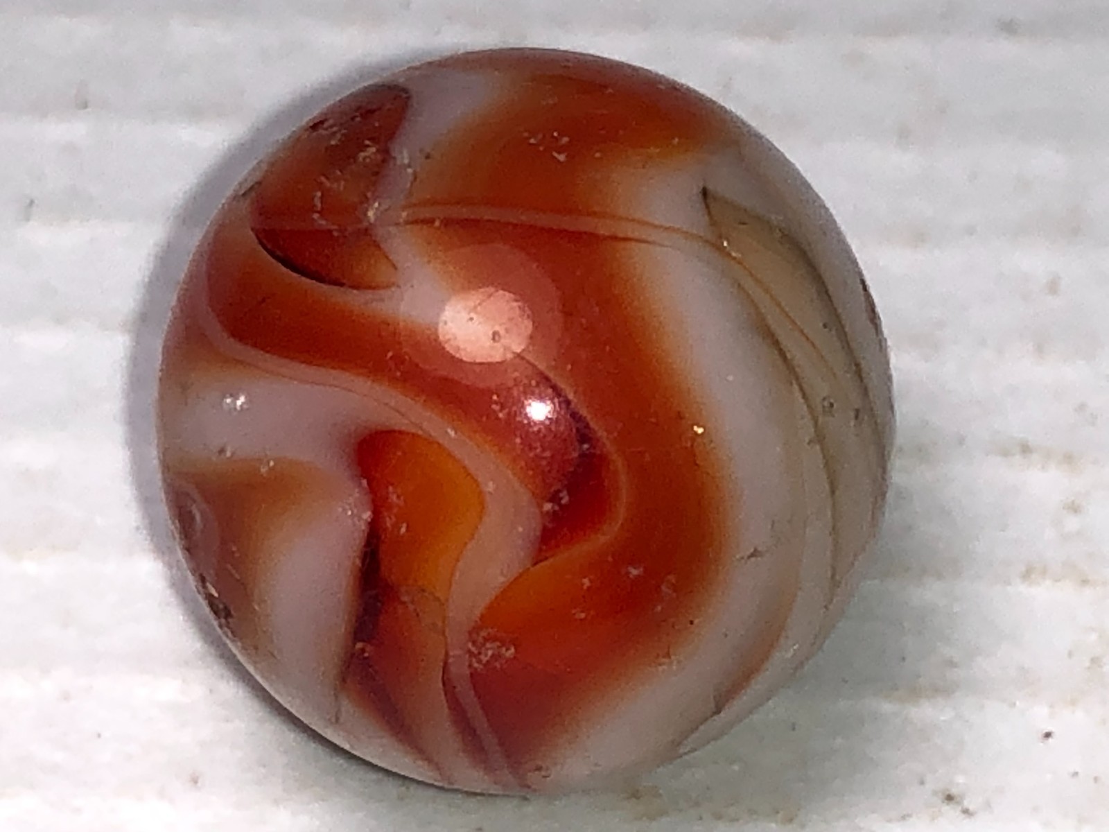 Vintage Akro Agate Peltier Christensen Glass Oxblood Swirl Marbles