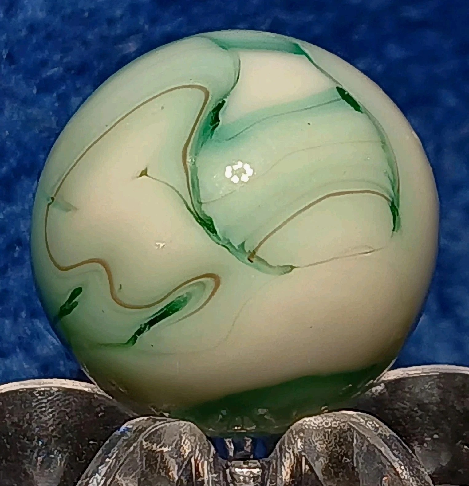 Vintage Heaton Agate “Plum Blossom” Swirl Marble. 58″ Nm. Vitrolite Oxblood.