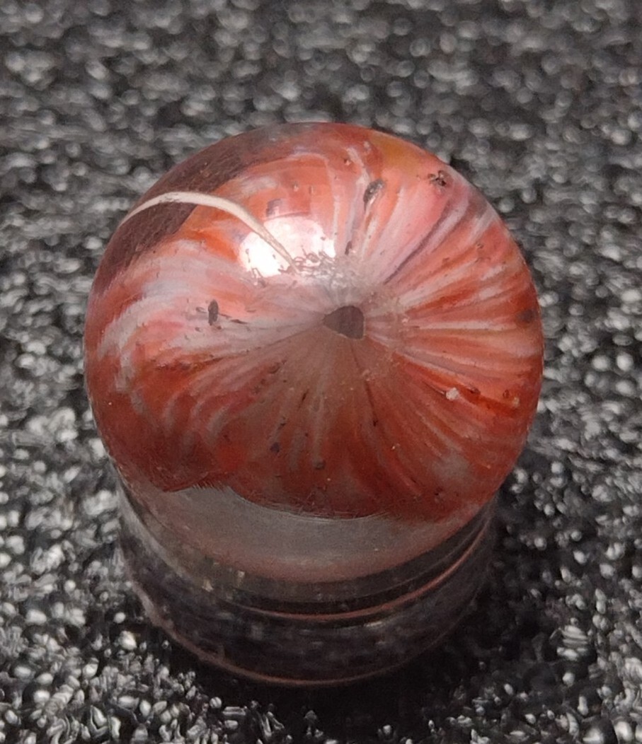 .70″ ✨☁️ SILVER MICA EOD Shrunken OnionSkin Swirl Antique Glass German Marbles