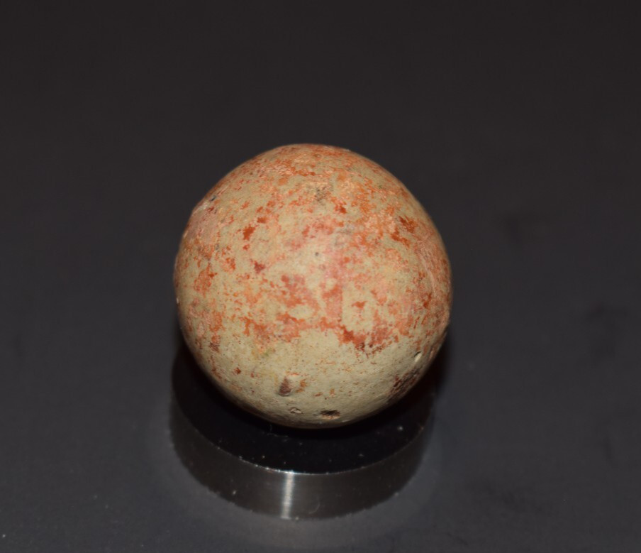 ⭐Antique Handmade🍊Dyed Fired Glazed Clay Toy Marble 🦶Toe Braker Size 1.046