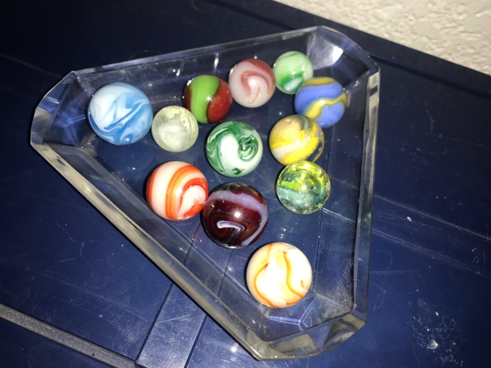 12 Antique Vintage American Machine Made Damaged Marbles