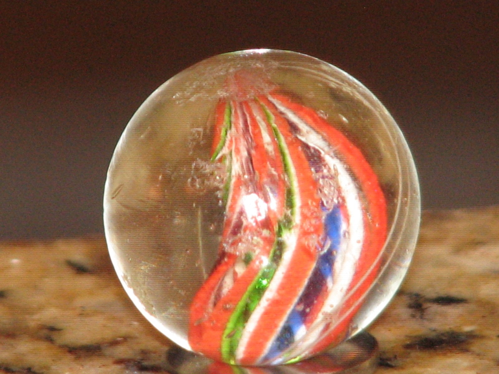 .902 inch dia. Antique German swirl marble
