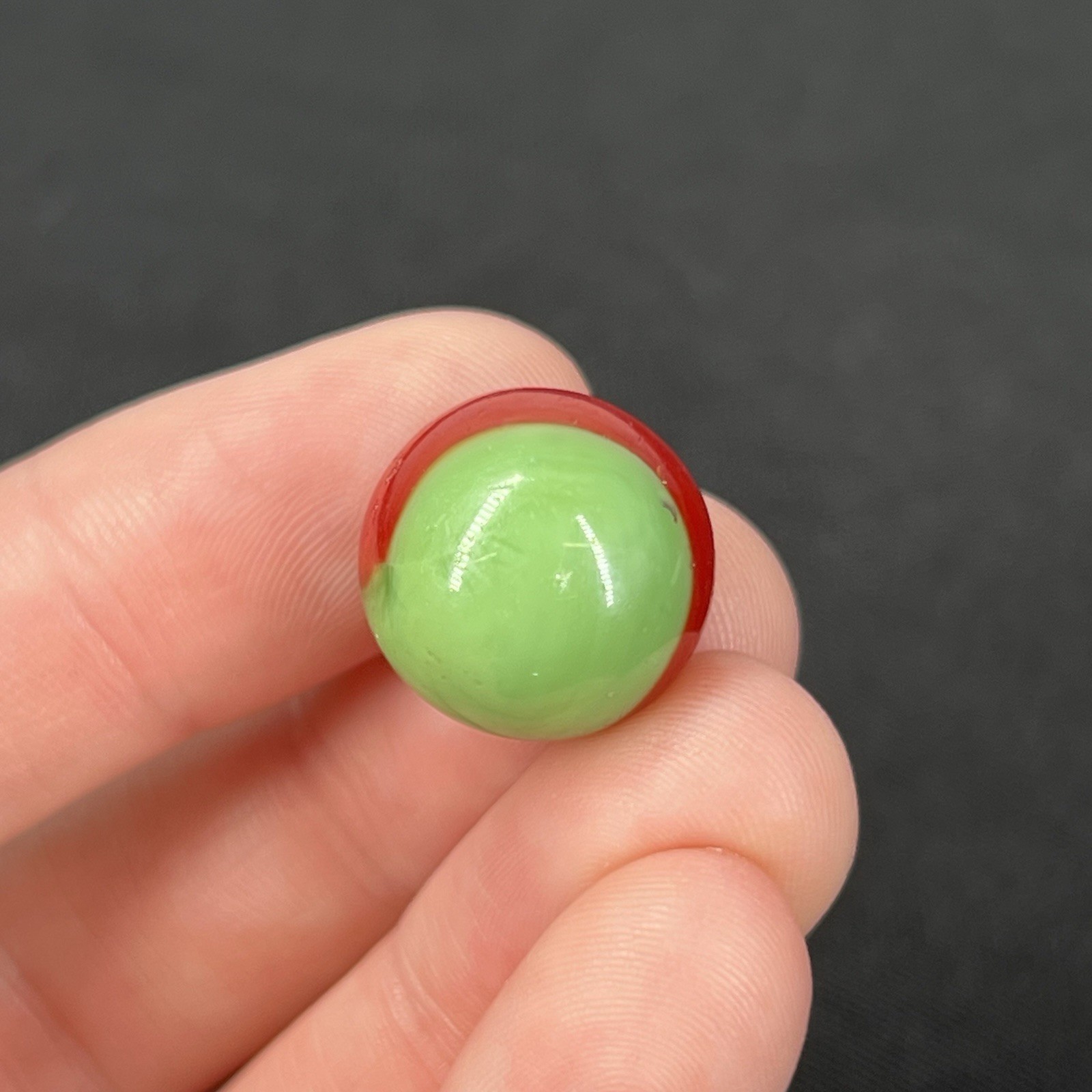 Christmas Marble VTG Glass Christensen Akro Peltier Vitro .6” Green & Red