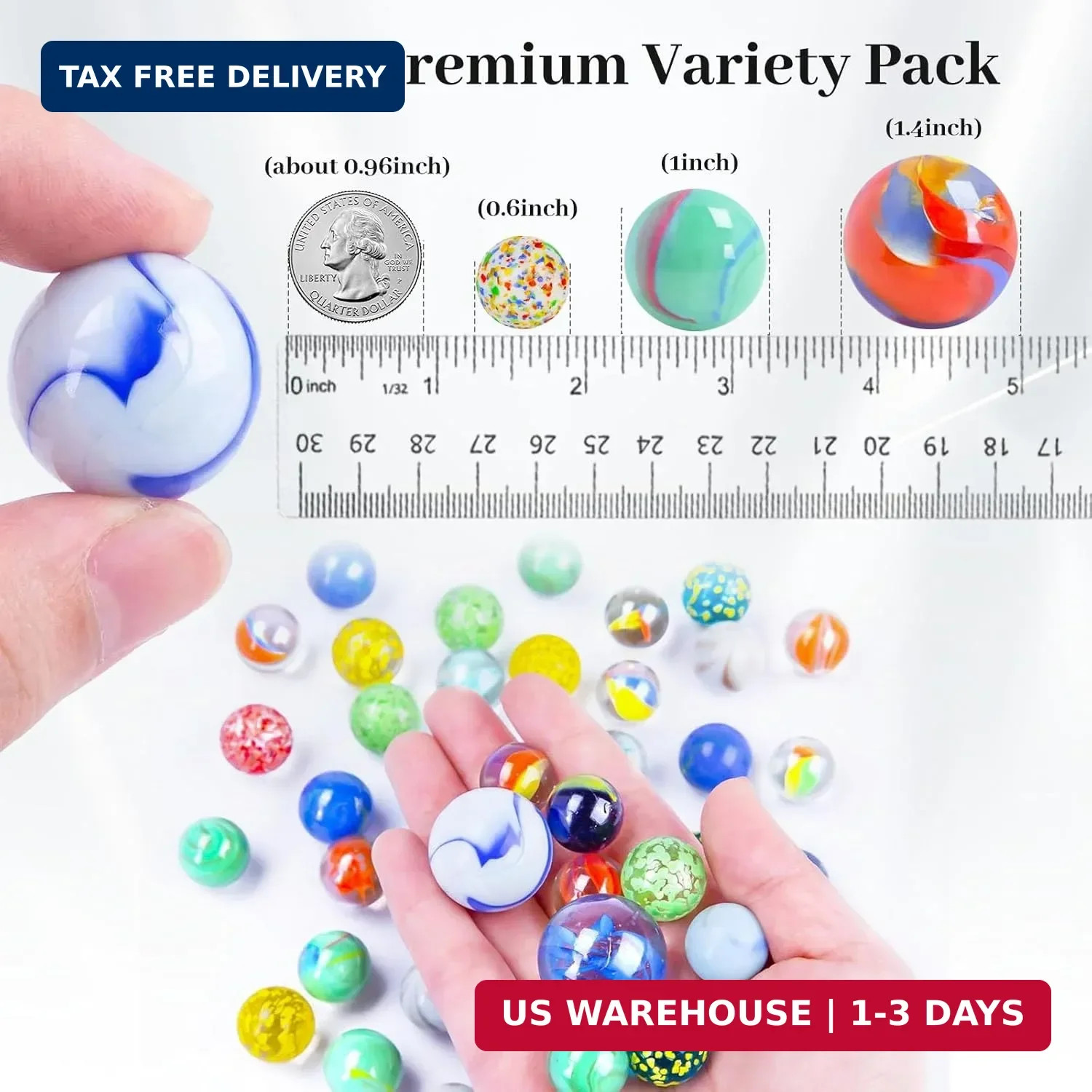 Shindel 125PCS Glass Marbles Bulk, Assorted Sizes Colorful Marbles – Great Gift