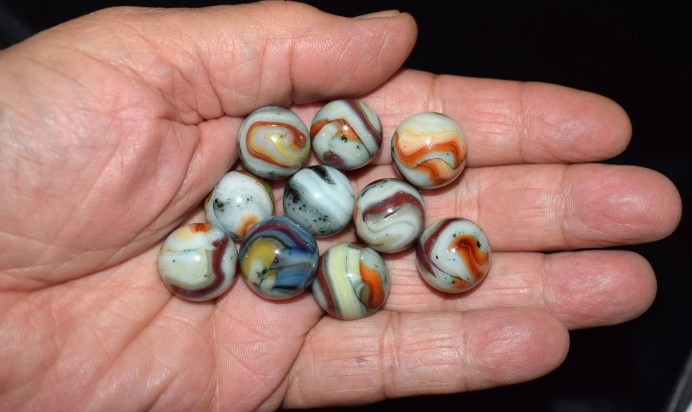 🧐👉Beautiful Lot of 10 DAS HTF Wildflowers run collector’s marbles mixed size M