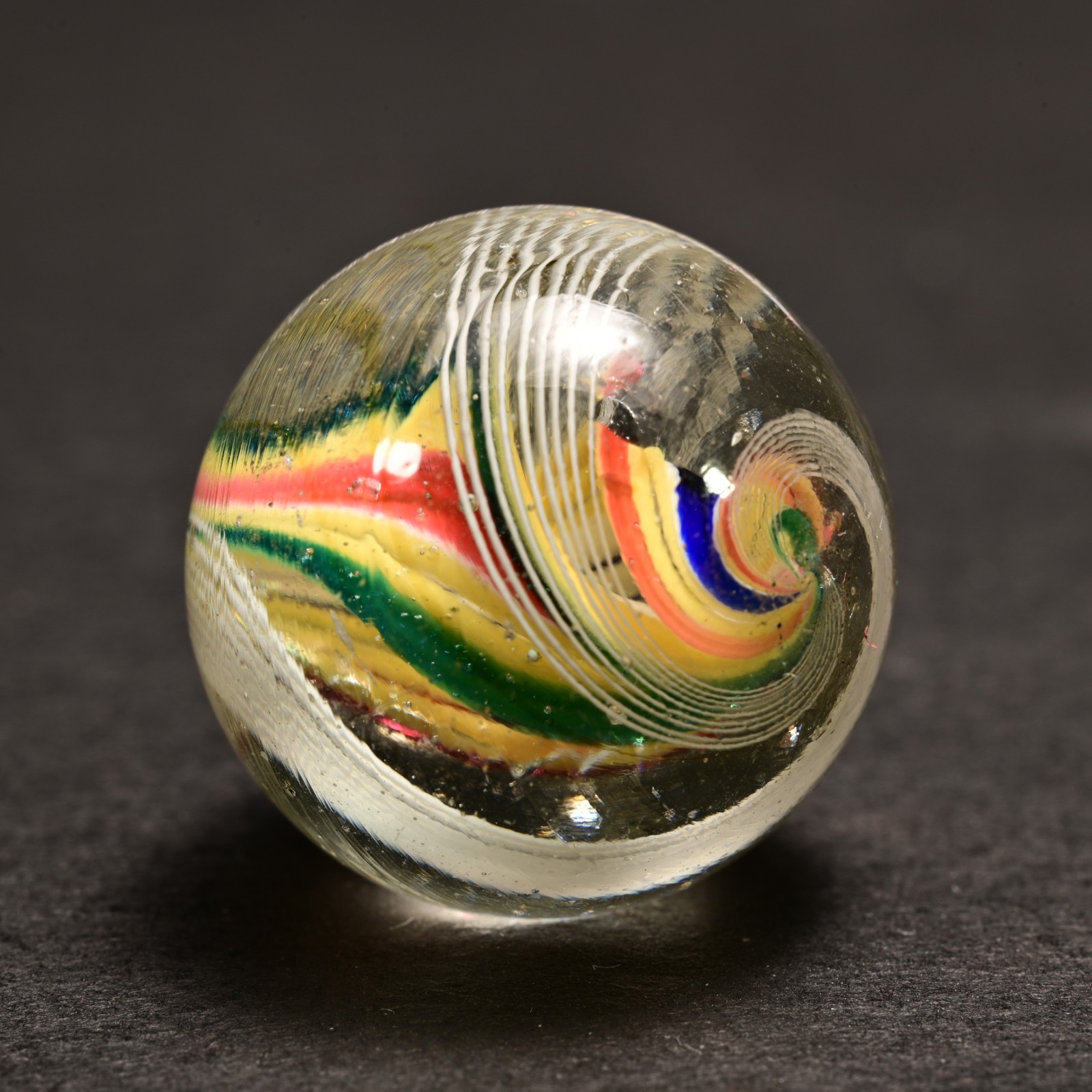 Double Ribbon Core German Handmade Antique Marble Jazzy Swirl 22.7mm 7/8”