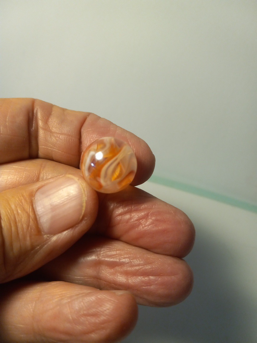 Vintage Akro Agate Peltier Christensen Glass Orange Swirl Marble 13/16 “