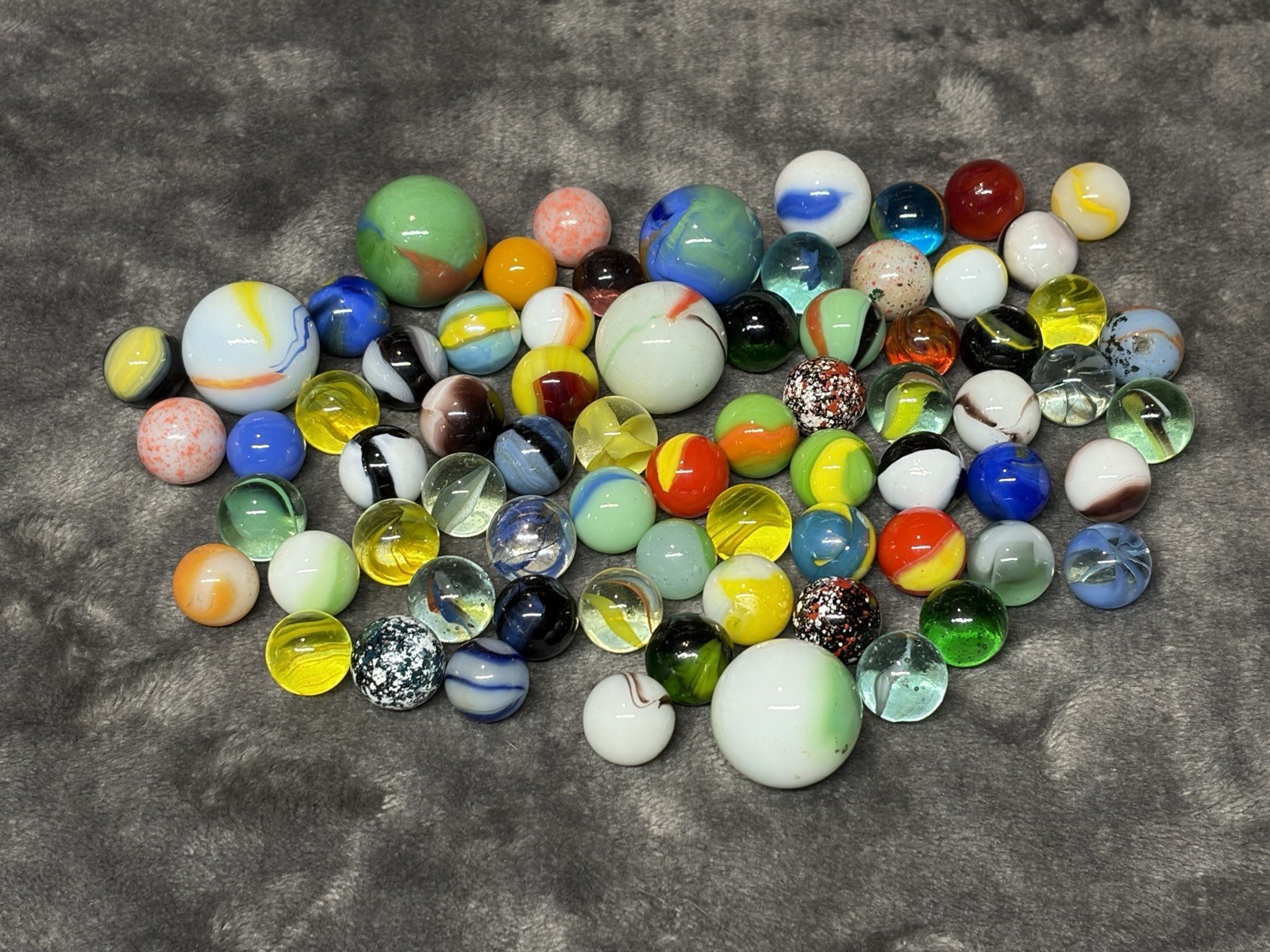 70 Vintage Marbles Akro Patches Swirls Cats Eye Speckled Standard Shooters More