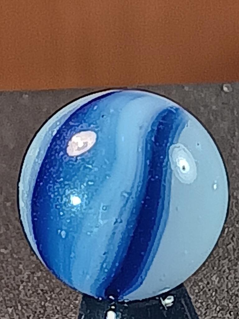19/32″ Peltier Midnight Lapis Blue Ice White Clear Rainbo NM Serious Marble B298