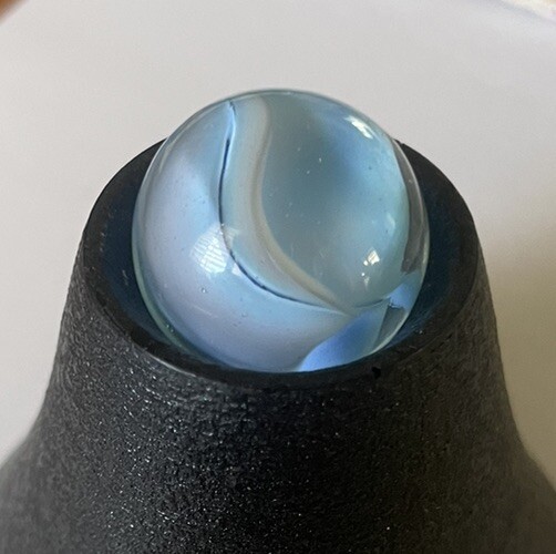 Pink Sky Blue & White Hybrid CLEAR BASE / Vitro Cateye Vintage Marbles .71 NM