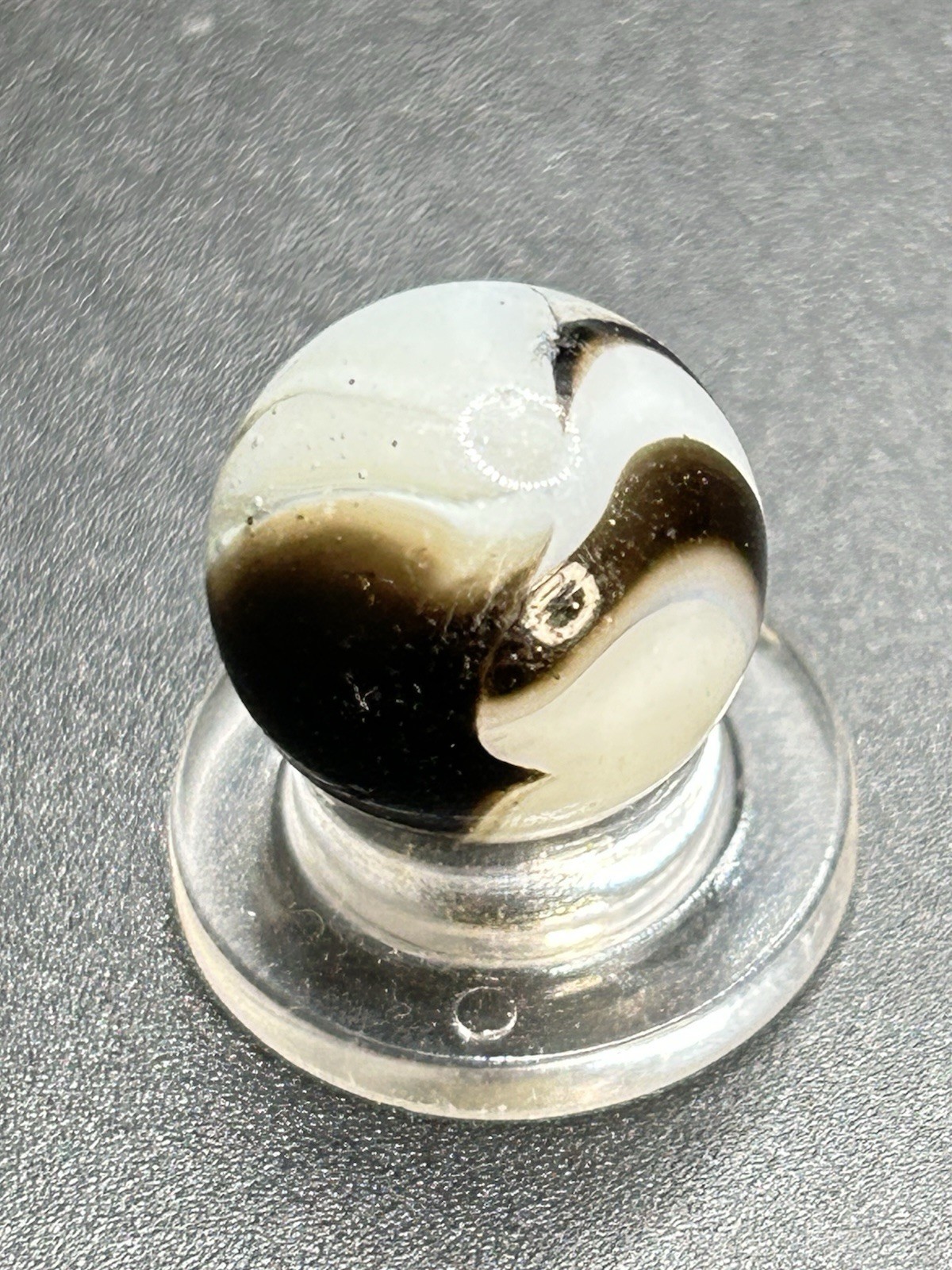 Peltier Zebra Marble w/ Aventurine Two Color Zebra Vintage Marbles 0.591”