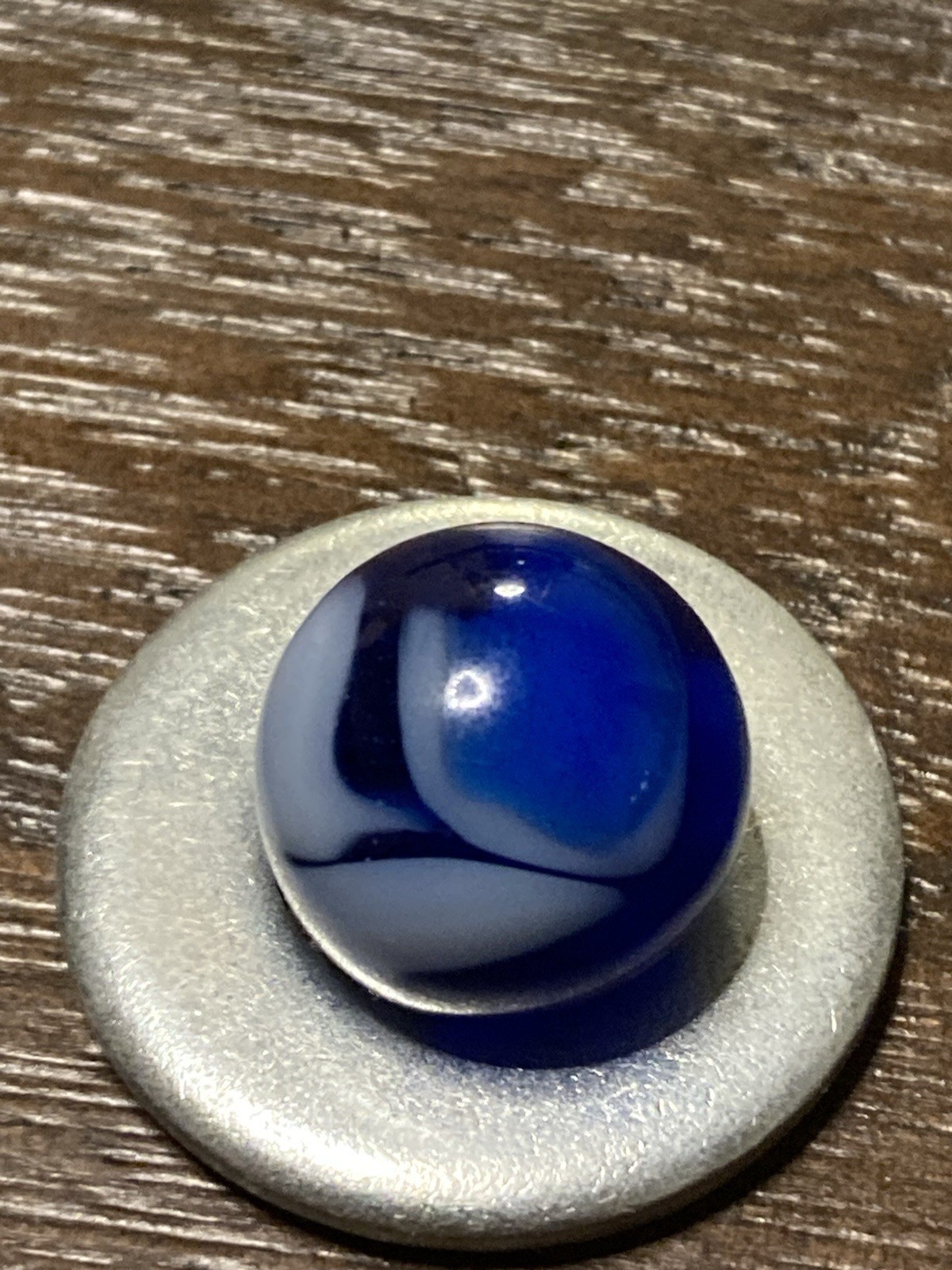 Alley Agate Blue White Glass Swirl Marble Vintage 5/8 Inch