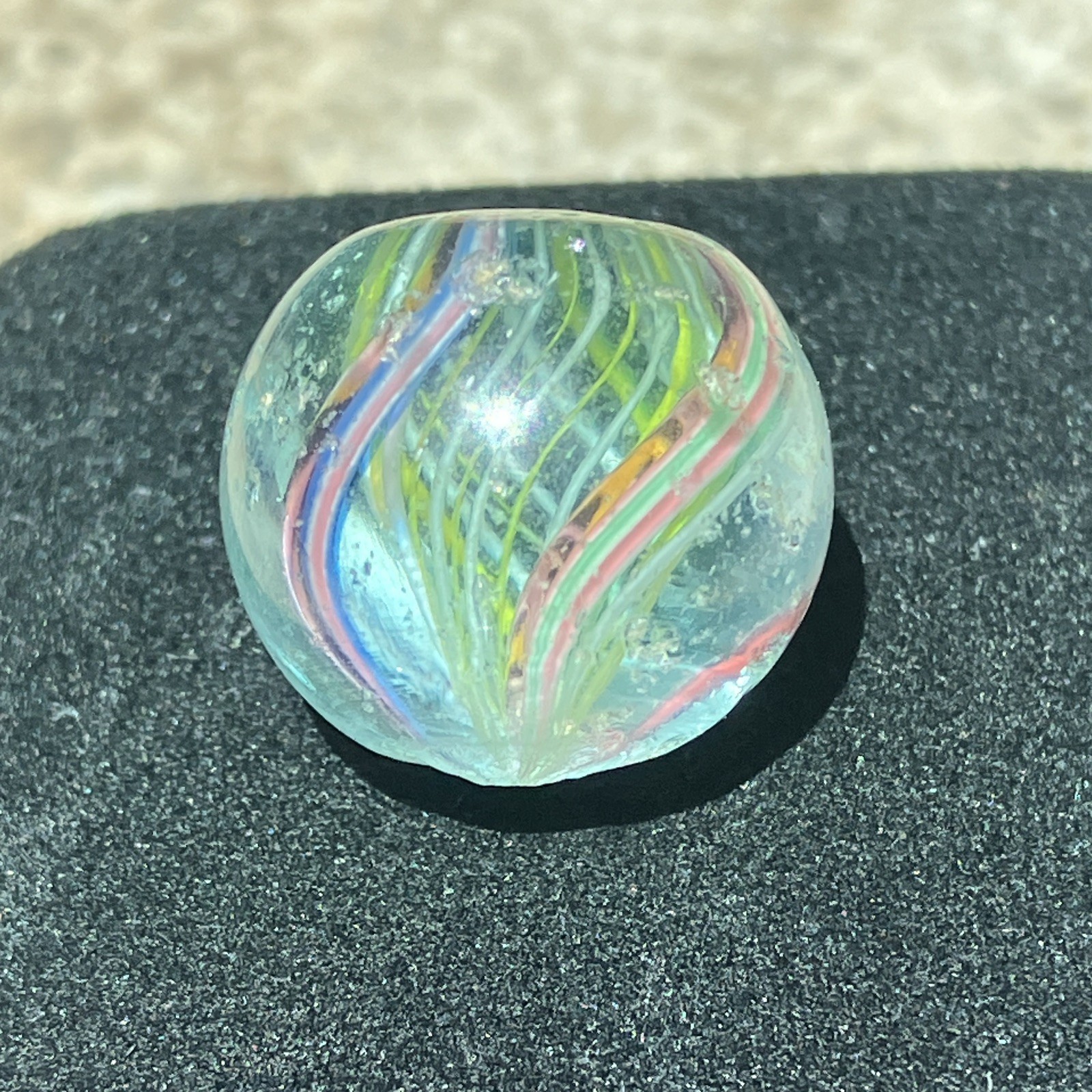 Vintage Antique European Handmade Blown glass divided core swirl