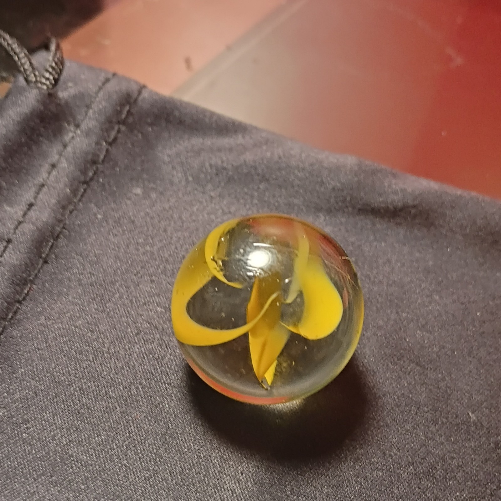 Single Machine Made Clear Glass Swirl Toy Marble, Yellow Swirl, Ages 4+