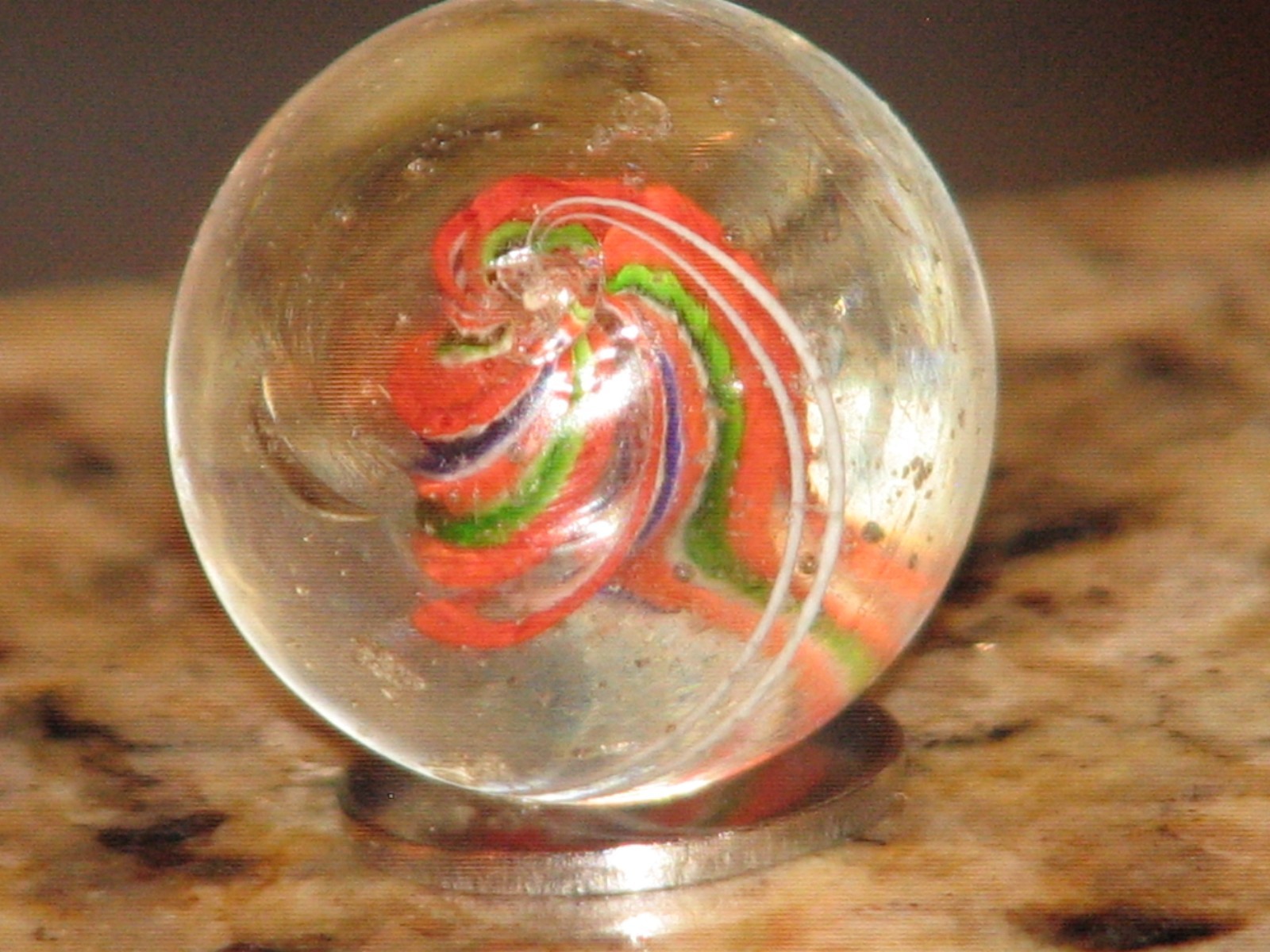 .902 inch dia. Antique German swirl marble