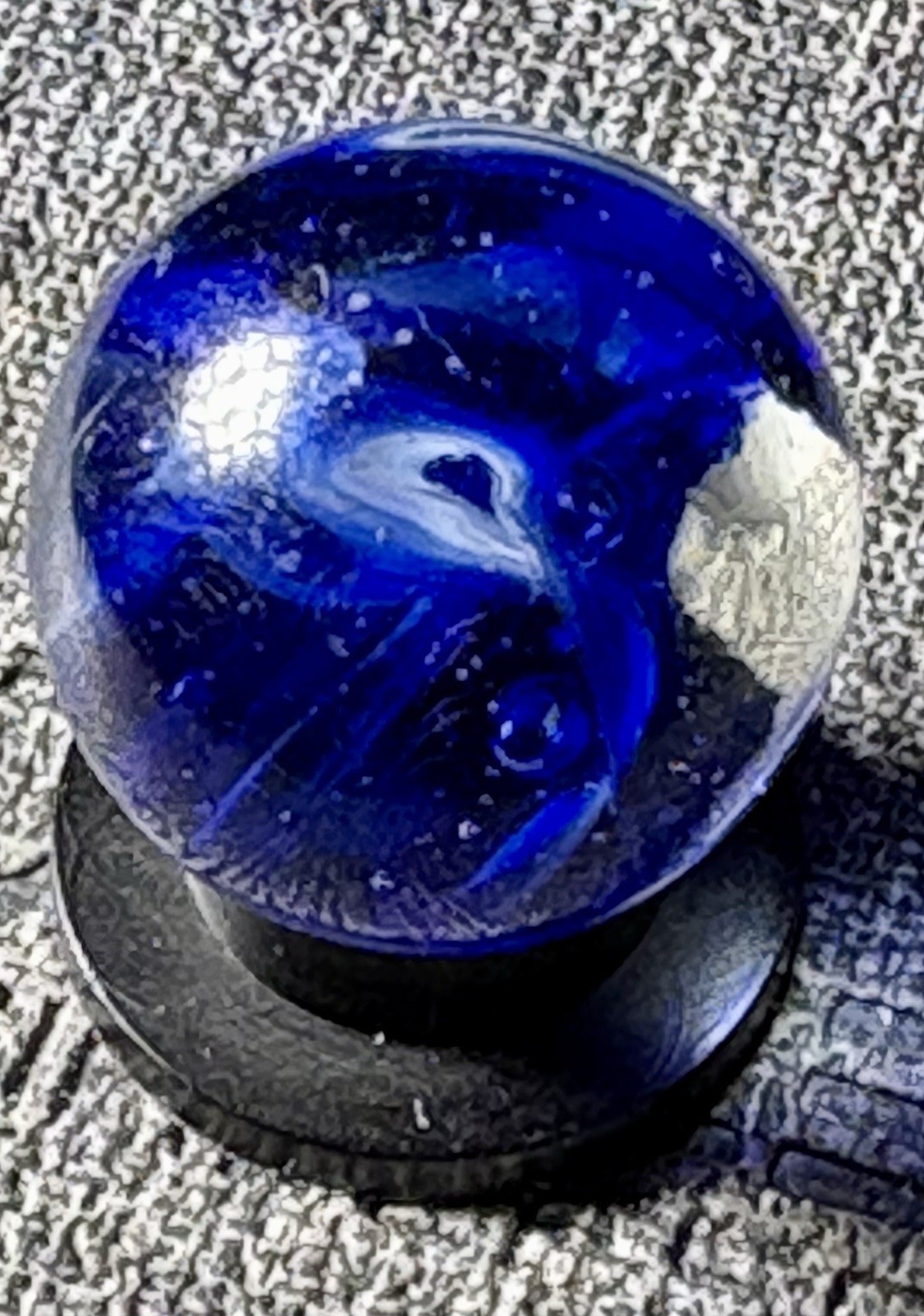 Veiligglas Wirepull Blue White Transparent Marble .63”