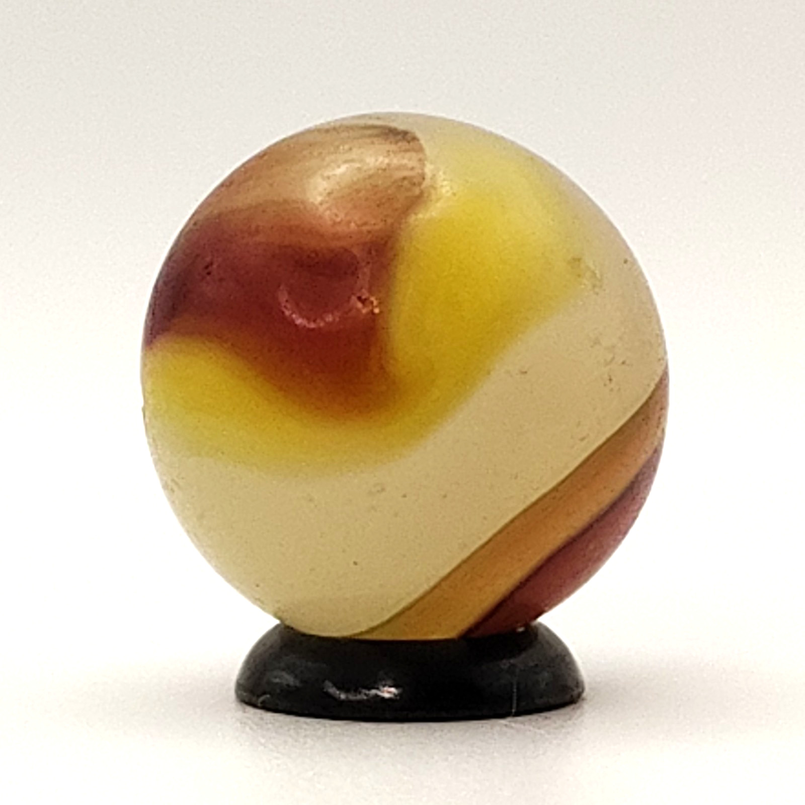 ~3/4″ Akro Agate Egg Yolk Oxblood Shooter Marble NM+