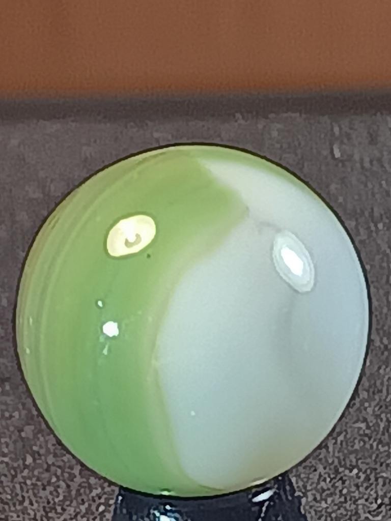 9/16″ Vitro Agate Asparagus Green Ice White Ribbon Patch NM Serious Marble B165