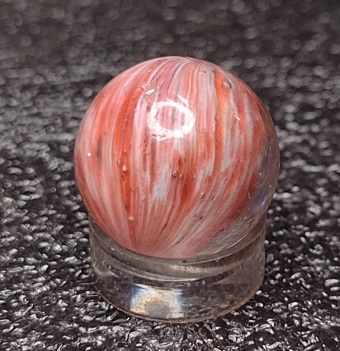 .70″ ✨☁️ SILVER MICA EOD Shrunken OnionSkin Swirl Antique Glass German Marbles