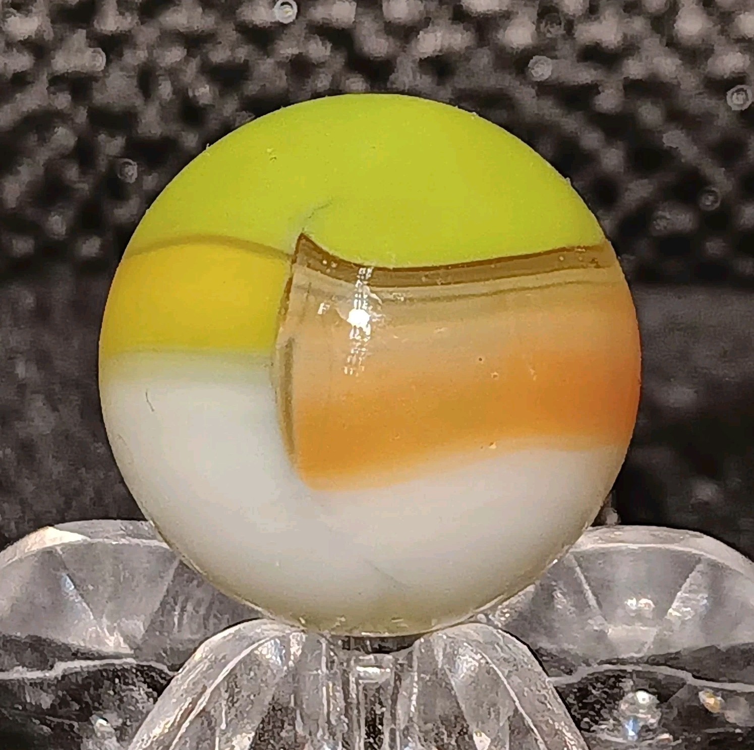 Vintage Vitro Agate Tiger Eye Marble. .58″ Mint. HTF Color Combo