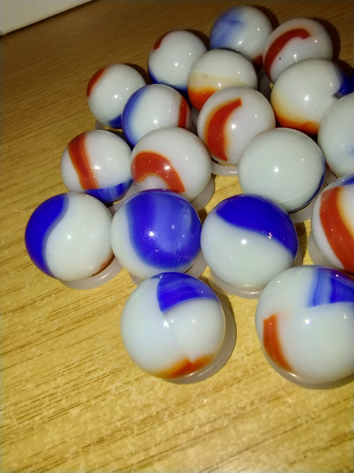 Patriotic (Red White Blue) Liberty Marbles Florescent UV Reactive Uranium Glass