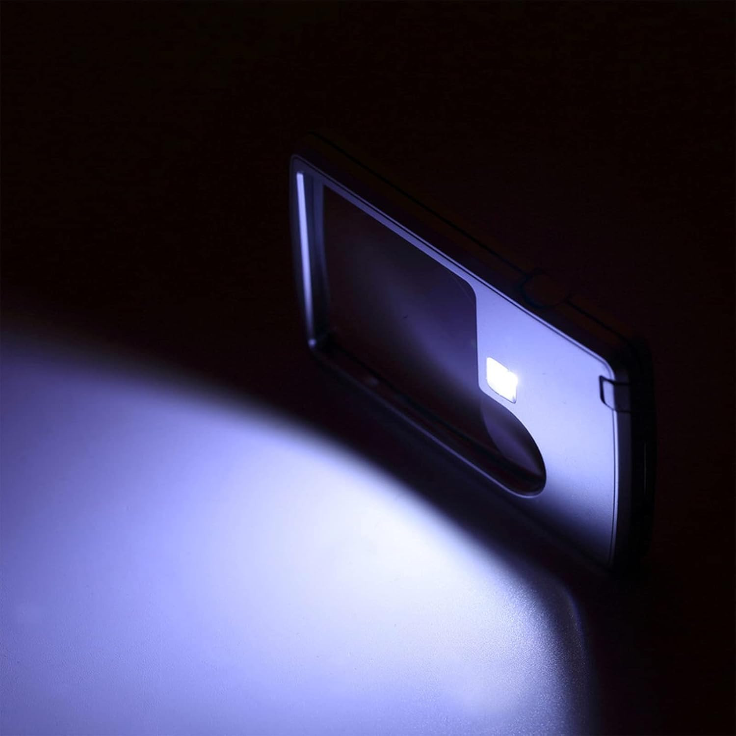 Pocket Magnifying Glass LED Lighted Slide Out Glass Handheld Reading (Silver)