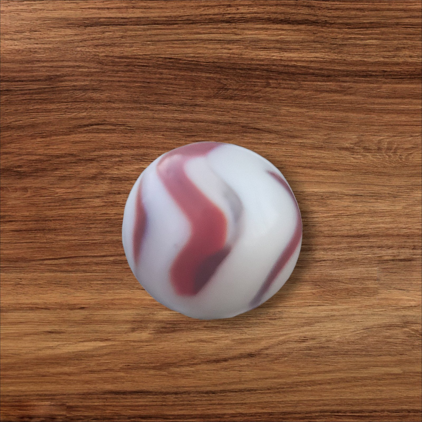 Vintage Collectable Swirl Marble Red White Flames Two Ribbon 11/16″
