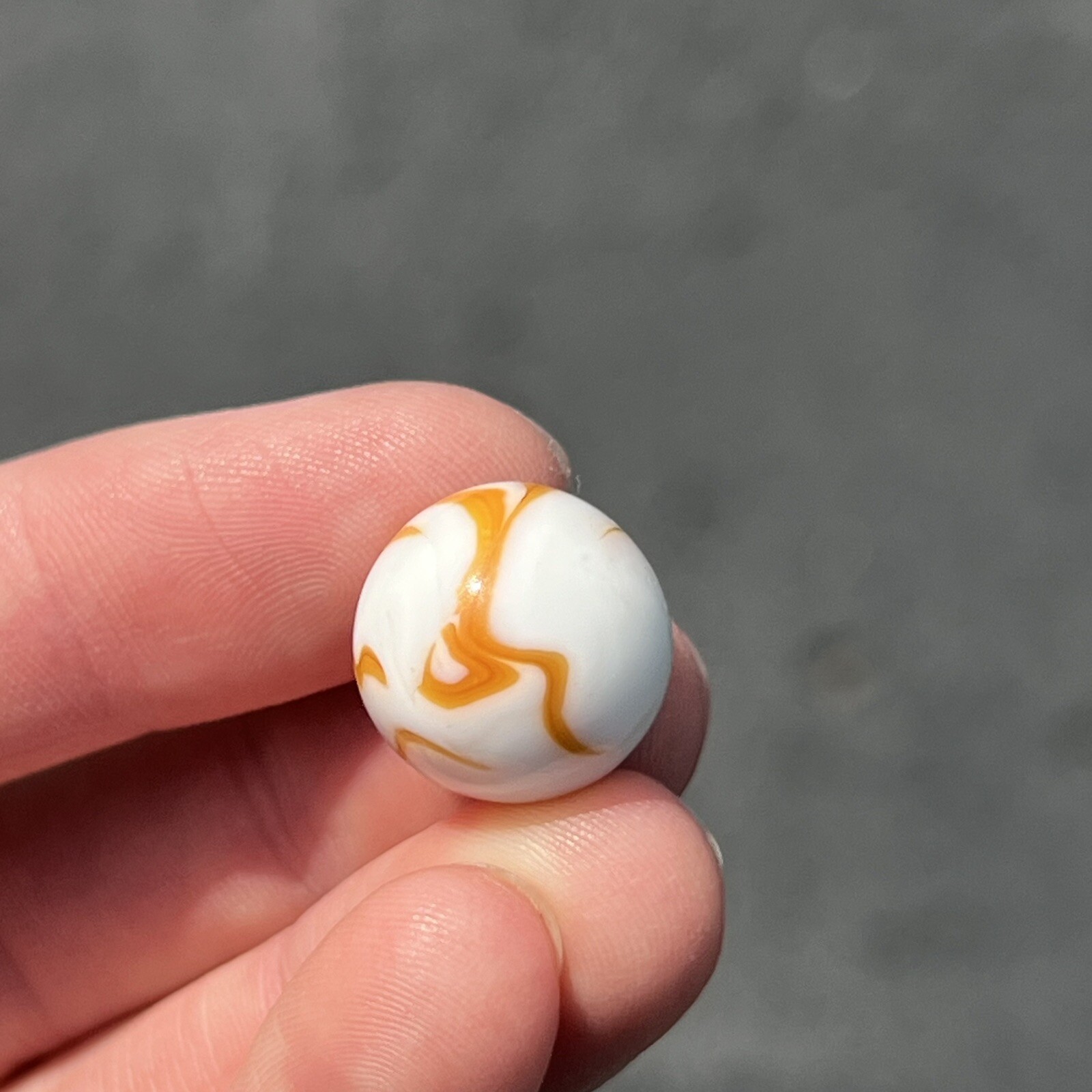 Vintage Akro Agate Peltier Pastel Swirl Glass Marble .6” Orange White