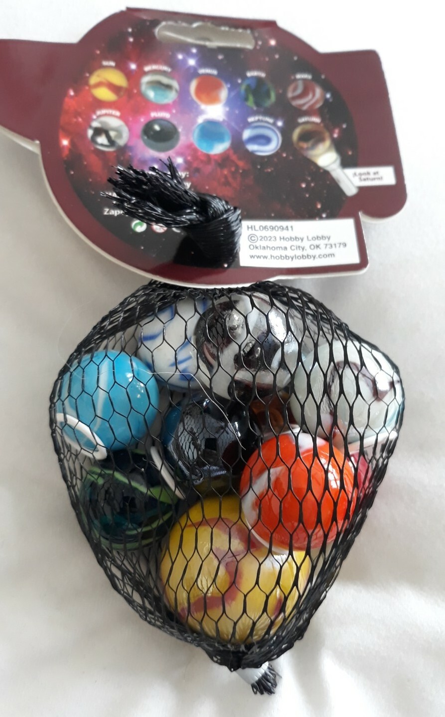 Solar System 10 Glass Marbles w/Ring Stands. New in Bag AS SHOWN. MADE IN MEXICO