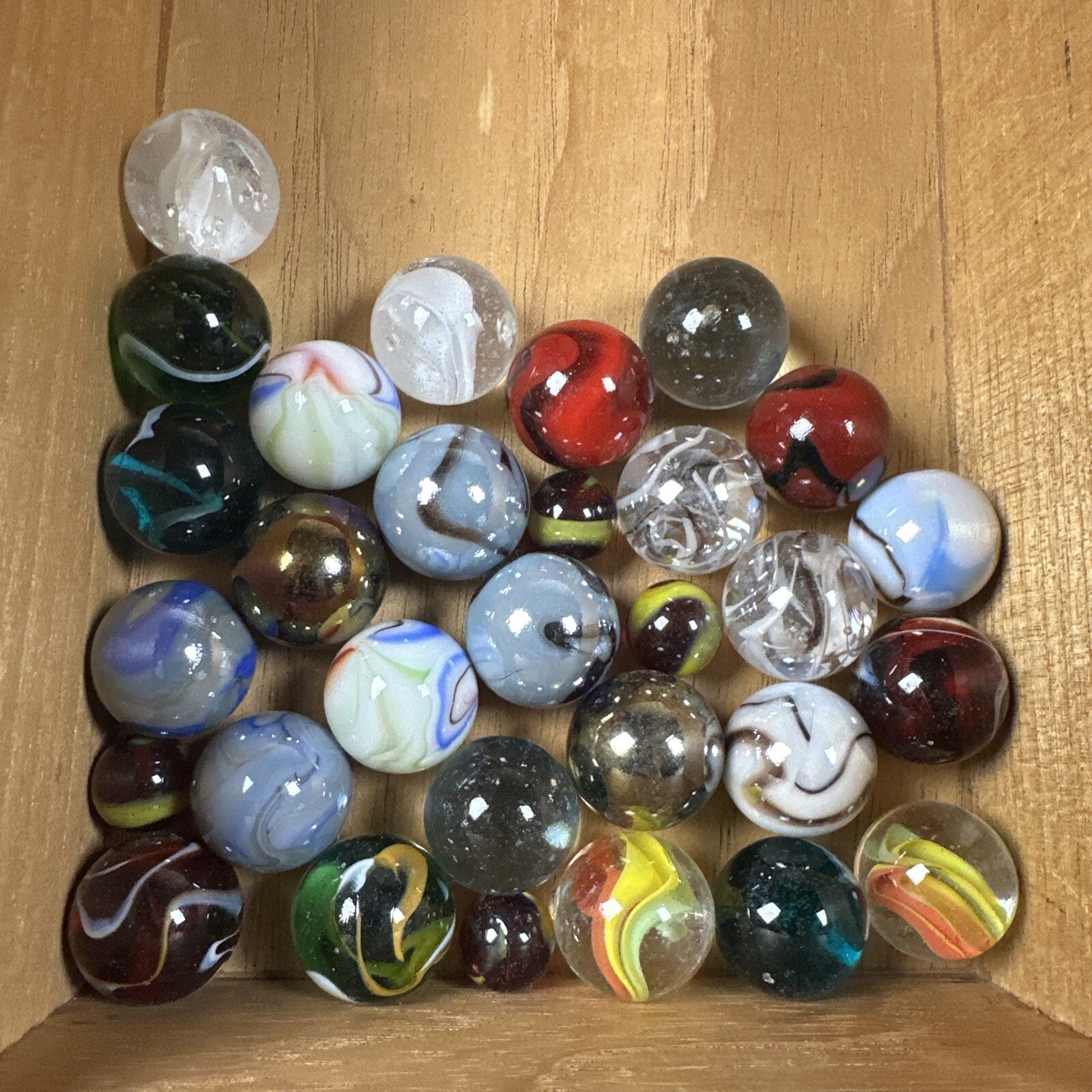 Vintage Marbles Moon Marble Company Bonner Springs KS Hand Blown 30 Total
