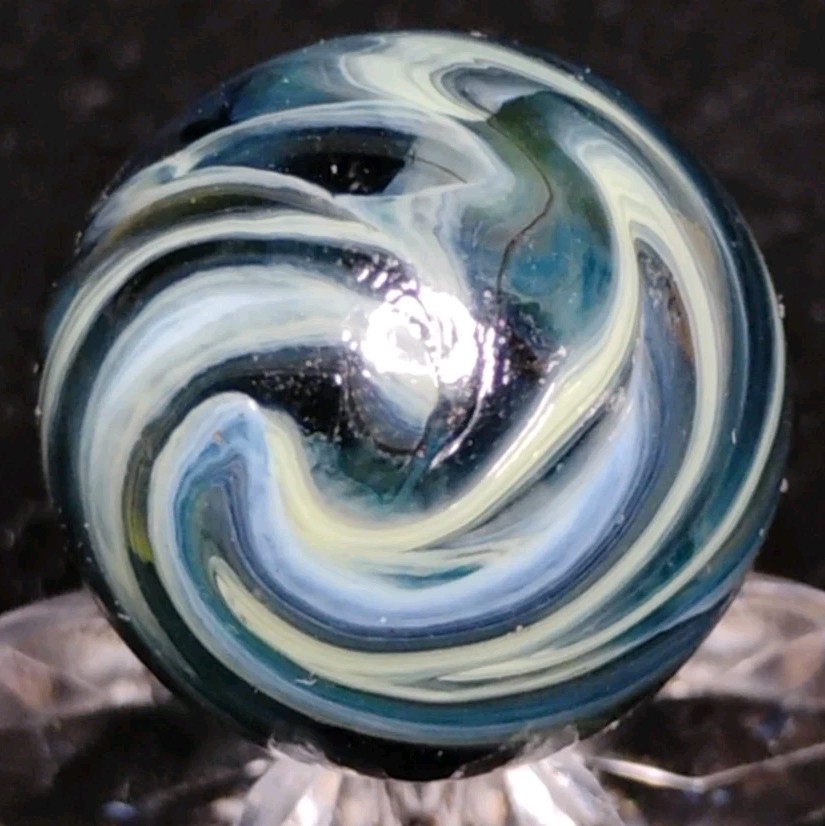.72″ EXCEPTIONAL D.A.S. MARBLES RAMS HEAD SWIRL-GLASS TOYS MINT-