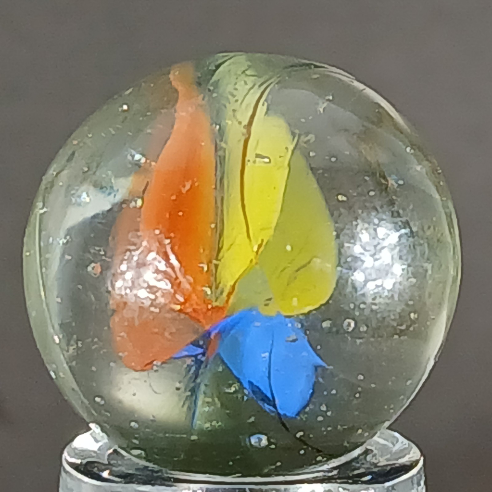 Vintage Tri-Color Hybrid Cat’s Eye Marble .59 Inches Near-Mint Condition