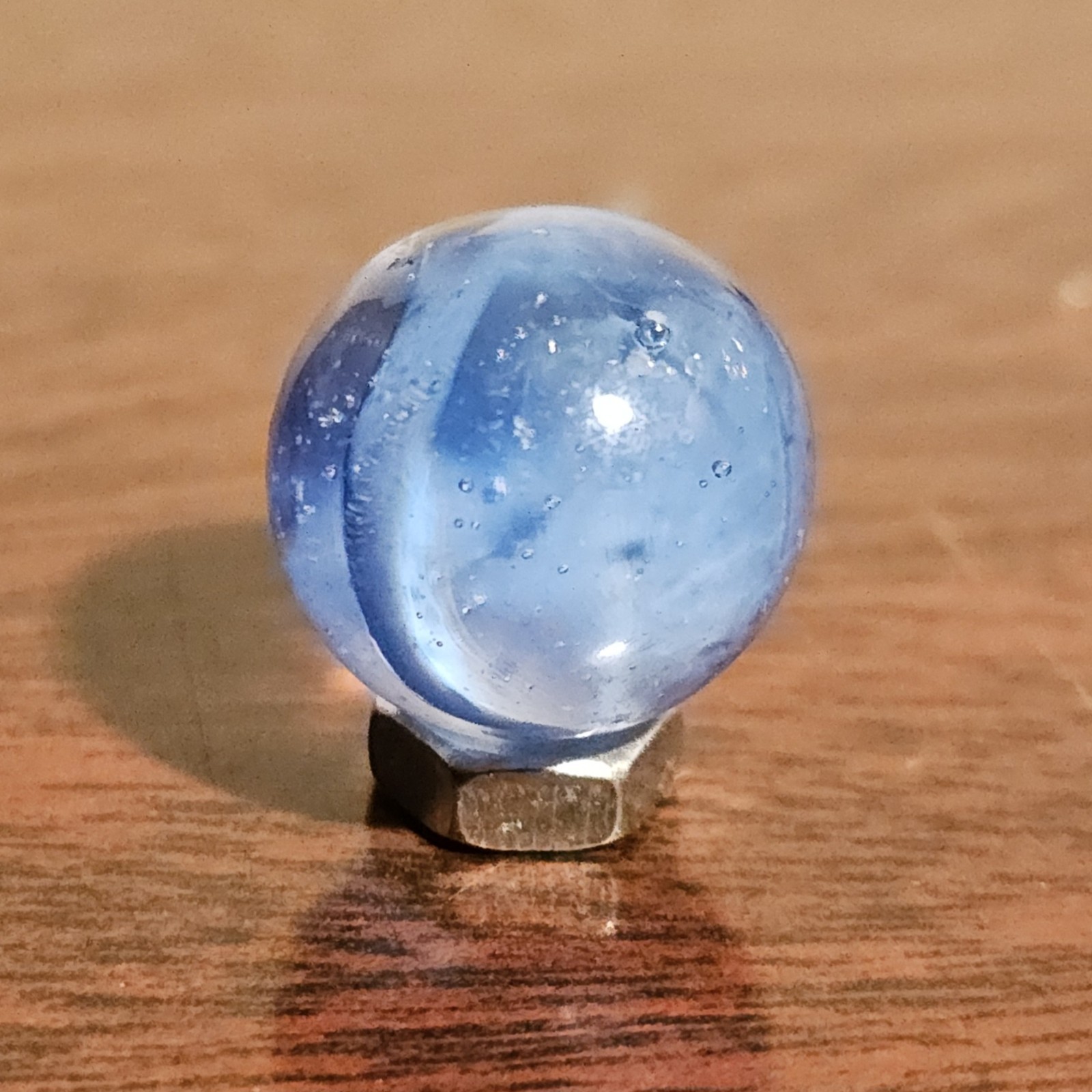 Vintage CE Bogard Blue 4 Lobe Floppy .625″ Glass Marble