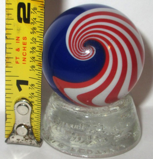 Signed DAVIS GLASS MARBLE Patrioitic SWIRL CONTEMPORARY 2004 JIM STAND