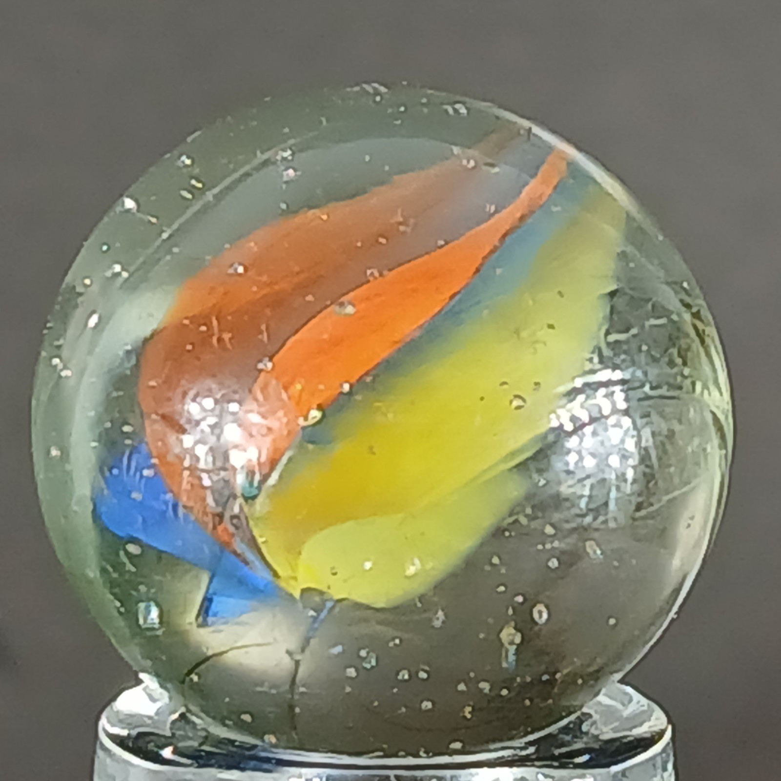Vintage Tri-Color Hybrid Cat’s Eye Marble .59 Inches Near-Mint Condition