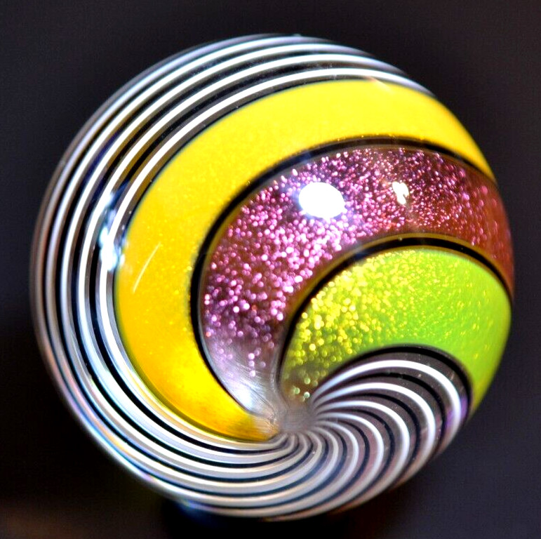 HOT HOUSE GLASS MARBLE/1.576″-STAINED GLASS WINDOW/ZEBRA-TRANSPARENT CITRUS,YLW+