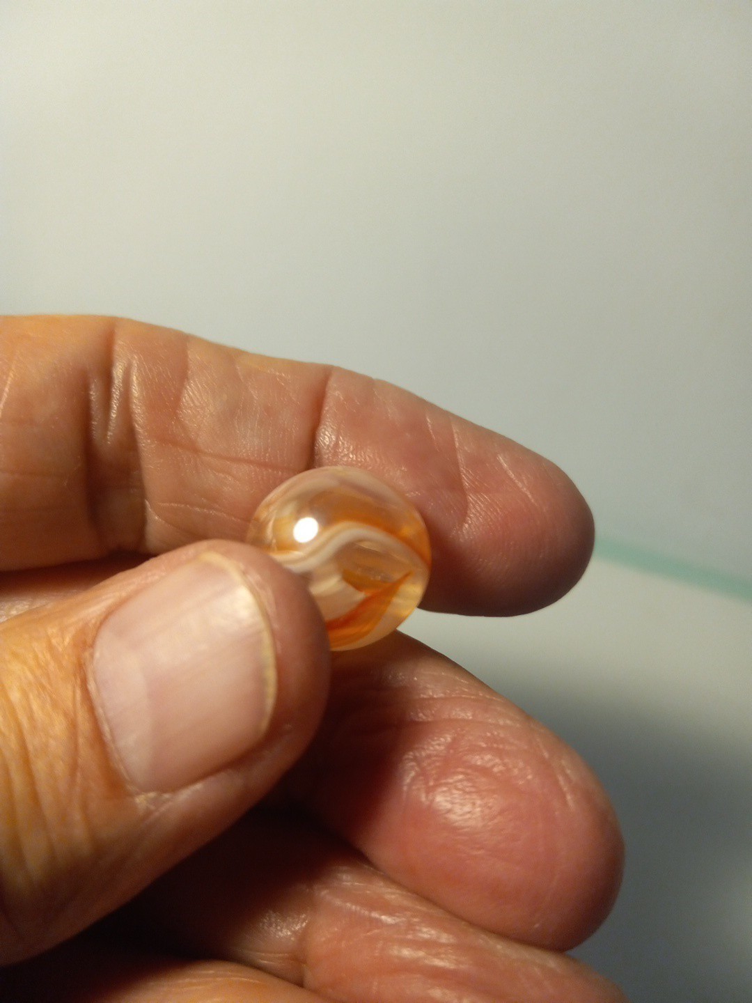 Vintage Akro Agate Peltier Christensen Glass Orange Swirl Marble 13/16 “